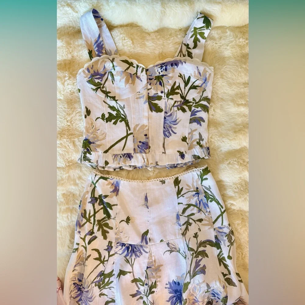 Reformation Anatolia Linen Two Piece In Serenity, brand new, never worn,no flaws - Picture 7 of 16